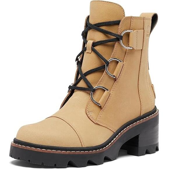 USED Sorel Women's Joan Now Lace Boots - Caribou Buff/Black -Size 7.5 - Picture 1 of 8